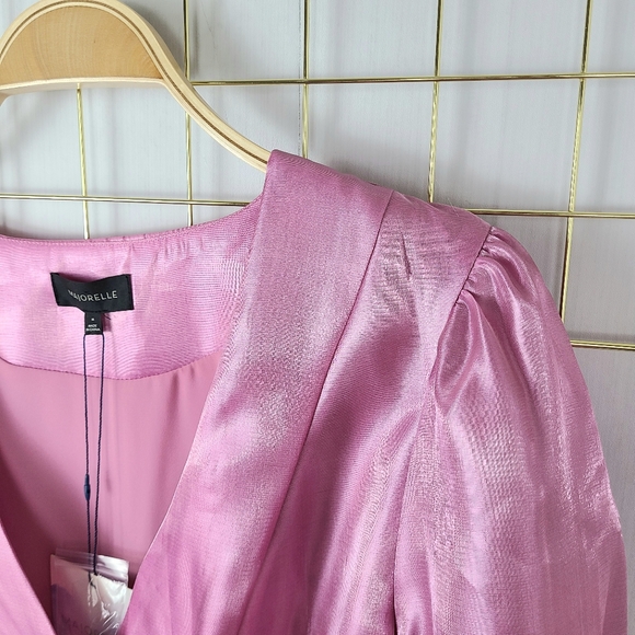 NWT MAJORELLE Newton Bubblegum Pink Metallic Pearl Button Coquette Top - Picture 5 of 13